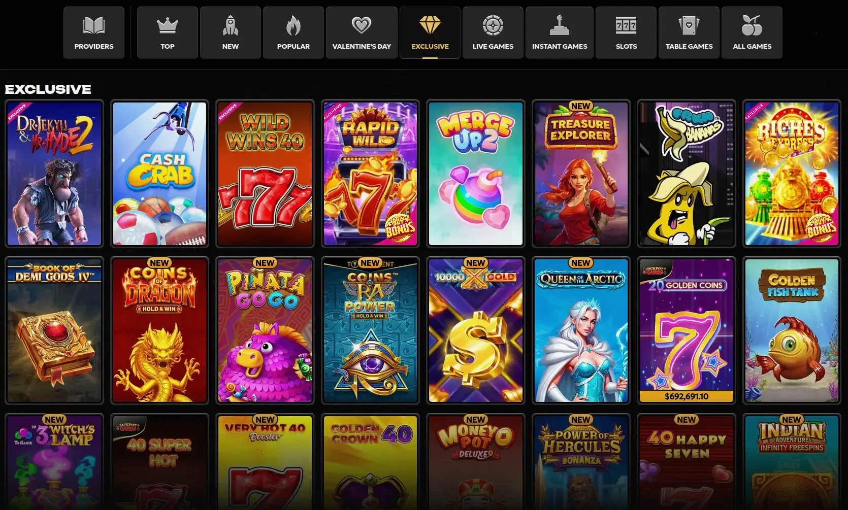 Interfaccia di gioco e slot disponibili su Unique Casino