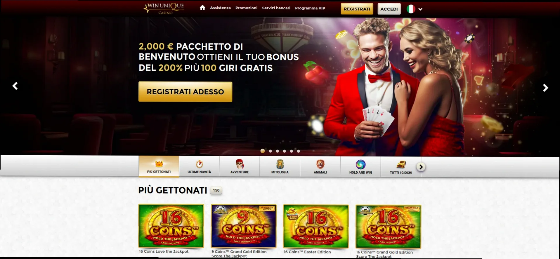 Unique Casino bonus 200% fino a 2000 euro